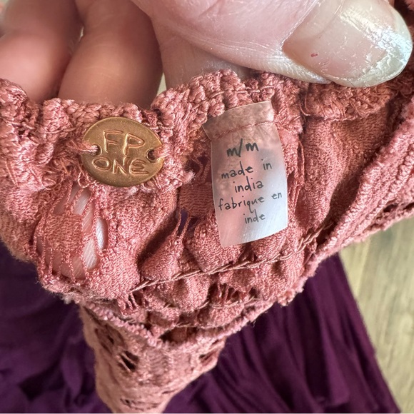 Free People Adella Lace Mini Dress In Size Medium Copper Combo Color Plum - Picture 5 of 6